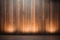 Wooden wall backdrop is accentuated by a striking spotlight