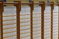 wooden wall bars to perform physical exercises inside the school Royalty Free Stock Photo