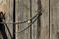 wooden wall and chain lock Royalty Free Stock Photo