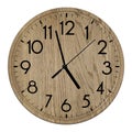 Wooden wall clock. Isolated on white background Royalty Free Stock Photo