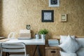Wooden wall in designed room Royalty Free Stock Photo