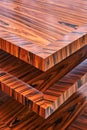 Wooden wall panels. Rosewood fineline veneer wall panels in the spray booth. Furniture manufacturing Royalty Free Stock Photo
