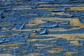 Wooden Wall Texture With Blue Painted Cracked Structure. Royalty Free Stock Photo