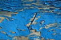 Wooden Wall Texture With Blue Painted Cracked Structure. Royalty Free Stock Photo