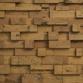 Wooden wall with a three-dimensional cladding design, composed of rectangular Royalty Free Stock Photo