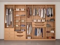 Wooden wardrobe closet full of different things. Royalty Free Stock Photo