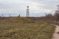 Wooden watchtower on the island of Khortytsia in Zaporizhzhia. Ukraine