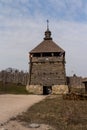 Wooden watchtower in the national reserve `Zaporizhzhia Sich` on the island of Khortytsia in Zaporizhzhia. Ukraine