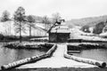 Wooden water mill on lake Kvrkulja in Velika Kladusa Royalty Free Stock Photo