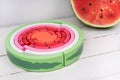 Wooden watermelon. Children`s wooden rainbow. Zero waste toys.