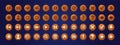 Wooden web buttons, round icons for game interface