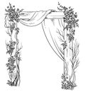 Wooden wedding arch decorated with roses