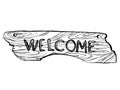 Wooden welcome plate engraving vector illustration