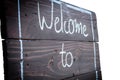 Wooden welcome sign on a white background Royalty Free Stock Photo