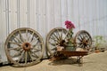 Wooden wheel, hub, and spokes Royalty Free Stock Photo