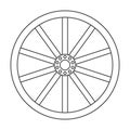 Wooden wheel outline vector icon.Outline vector illustration wagon. Isolated illustration of wooden wheel of wagon icon Royalty Free Stock Photo