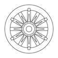 Wooden wheel outline vector icon.Outline vector illustration wagon. Isolated illustration of wooden wheel of wagon icon Royalty Free Stock Photo