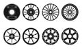 Wooden wheel vector black set icon.Vector illustration cart of wheel. Isolated black icon cartwheel for wagon on white Royalty Free Stock Photo