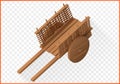 Wooden wheelbarrow isometric vector 3d