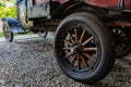 Wooden wheels of antique vintage car