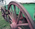 Largely un-restored wheels of a circa 1870 buckboard covered wagon Royalty Free Stock Photo