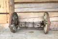 Wooden wheelset from cart Royalty Free Stock Photo