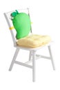 Wooden white chair with a cute cushion and pad