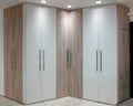 Wooden and white eight door closet isolated