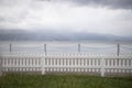 Wooden white fences around Royalty Free Stock Photo