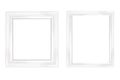 Wooden white frame, textured, detailed border in cartoon style isolated on white background. Rustic, retro Royalty Free Stock Photo