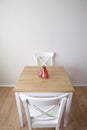 Wooden white single table and double chairs