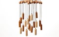 Wooden Wind Chimes on White Background Royalty Free Stock Photo