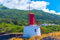 Wooden windmill at Sao Jorge island in the Azores, Portugal Royalty Free Stock Photo