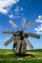 Wooden windmills in the village