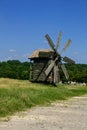 Wooden windmills in the village