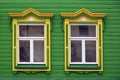 window with carved platbands Royalty Free Stock Photo