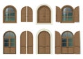 Wooden window and doors with shutters Royalty Free Stock Photo