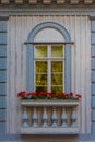 Wooden window at the old town of Rauma, Finland Royalty Free Stock Photo