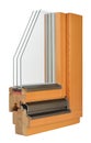 Wooden window profile with tripple glazing
