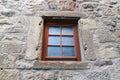 Wooden window at wall of medieval fortress called `Burg Steinsberg` in city Sinsheim