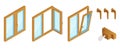 Wooden Windows Isometric Set