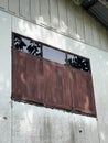 wooden windows with metal shutters Royalty Free Stock Photo