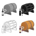 Wooden wine barrel icon in cartoon style isolated on white background. France country symbol stock vector illustration. Royalty Free Stock Photo