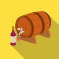 Wooden wine barrel icon in flat style isolated on white background. France country symbol stock vector illustration. Royalty Free Stock Photo