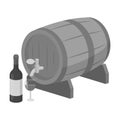 Wooden wine barrel icon in monochrome style isolated on white background. France country symbol stock vector Royalty Free Stock Photo