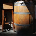 Wooden Wine Barrel and Tall Bar Chair