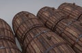 Wooden wine barrels. 3D render