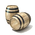 Wooden wine barrels