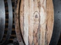 Wooden wine barrels in Quinta do Piloto, Setubal wine region, Portugal