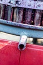 Wooden wine press with red must for pressing grapes Royalty Free Stock Photo